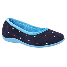 Sleepers Womens/Ladies Isla Dotted Ballerina Memory Foam Slippers DF1308