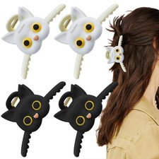 4 Pack Cute Cat Hair Claw Clips Large Strong Hold Fashion Styling Accessories