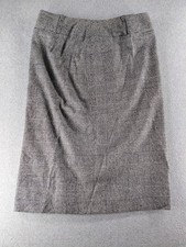 AK Anne Klein Women's Pencil Skirt Size 8 Black White Plaid Back Slit Size Zip