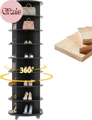 8 Tier Rotating Shoe Rack, Shoe Tower Organizer with 4 Universal Casters, Spinni
