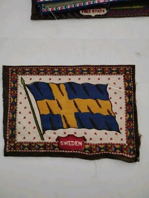 Antique Tobacco Felt Flannel SWEEDEN  Flag Premium  From 1909 6X9