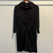 Talbots Dress Women XS Black 3/4 Sleeve Twist Jersey Shirt Dress Office Capsule