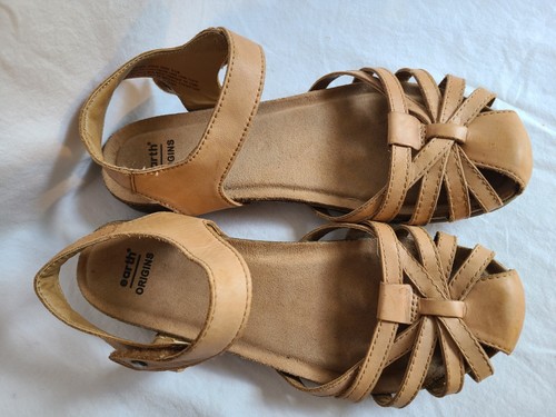 Earth Origins Lyndon Lana Fisherman Sandals Womens 8.5M Brown Leather Woven Flat