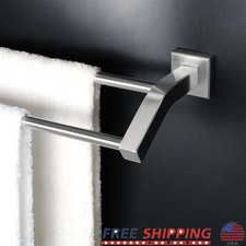 Stainless Steel Double Towel Bar Wall Mount Rack Heavy Duty Durable Design New