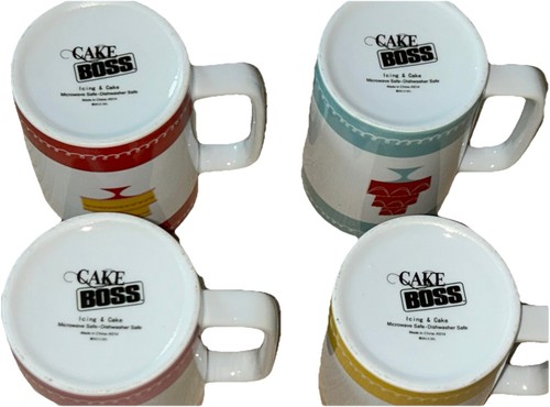 CAKE BOSS Devoted To Dessert 4 Pc Set Cup Mug Porcelain - Picture 2 of 4
