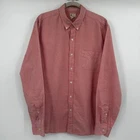 J Crew Sunwashed Oxford Tailored Fit Shirt Mens Large Red Cotton Preppy Summer