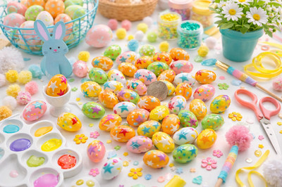 Easter Egg Beads Beads for Jewelry Making Oval Plastic Beads Star 50 pcs 