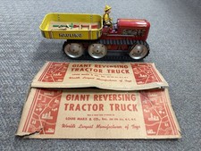 Marx Pressed Steel Tin 14" Giant Reversing Tractor Truck w/ Box  Tools Insert