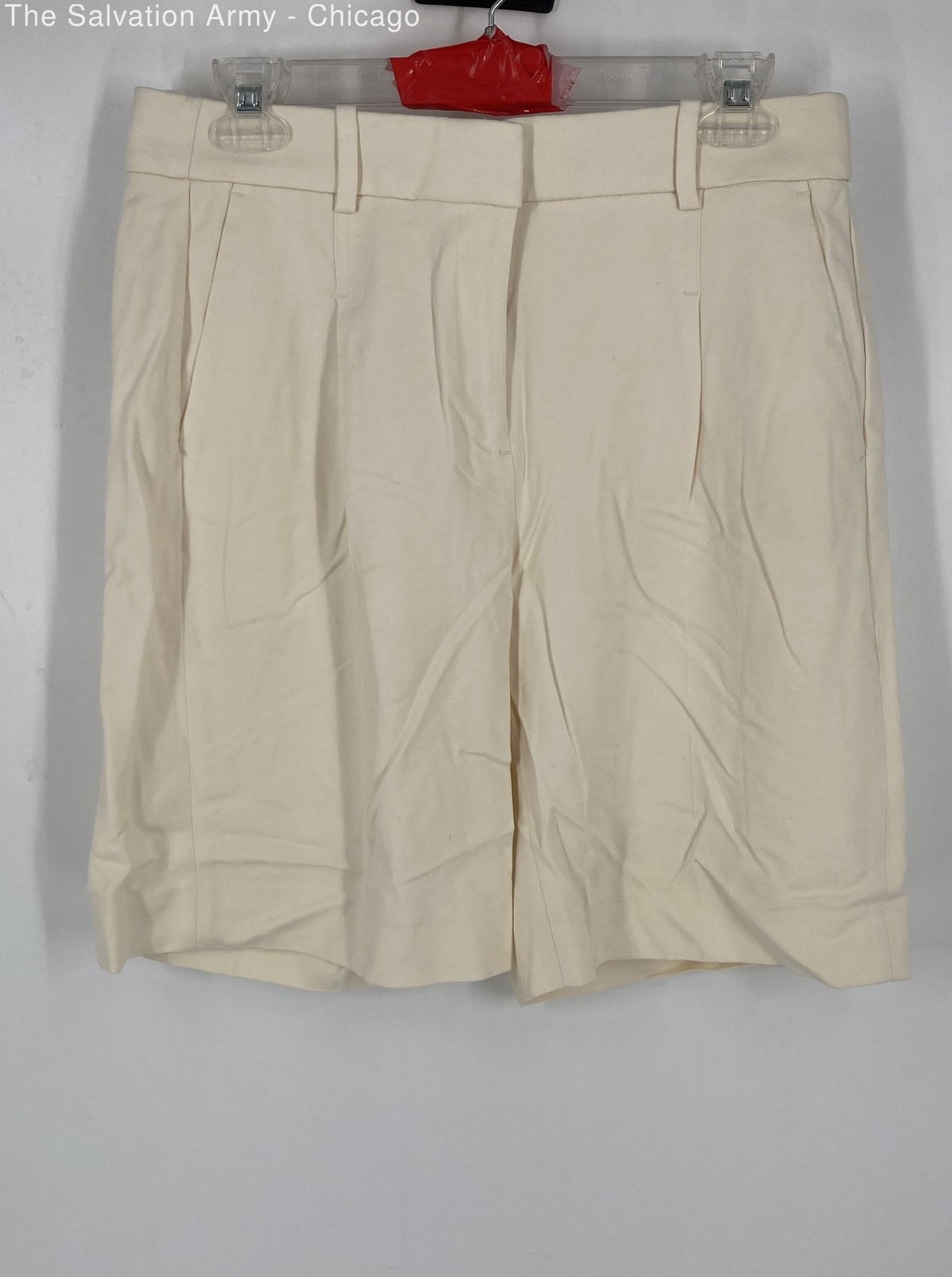 J. Crew Womens Ivory Slash Pockets Pleated Front Casual Bermuda Shorts Size 6