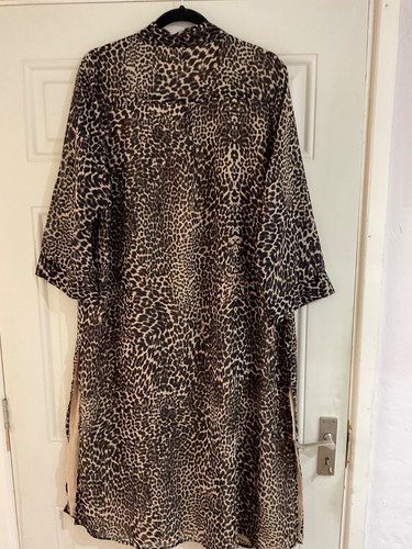 New Together Lagenlook Taupe Animal Print Fully Lined Duster/Jacket - Size L - Picture 8 of 12