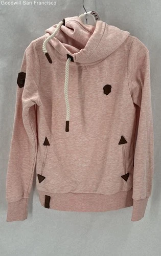 Naketano Pink Cotton Blend Brave New World Heather Pullover Womens Hoodie Size M