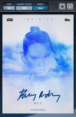 Topps Star Wars Card Trader 2017 Rey Infinite Blue Signature Rare 1000cc
