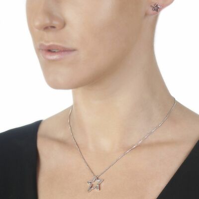 HOT DIAMONDS  STAR STERN KETTE MIT ANHÄNGER  925 SILBER MIT DIAMANTEN NEU OVP