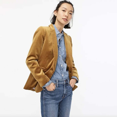 J.Crew Women's (J8978) Parke Blazer in Velvet /Size-2 (Golden Brandy Gold) - Picture 3 of 7