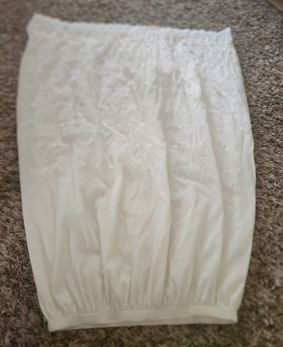 Vintage Lorraine A Line Petticoat Eyelet Double Lined Slip Off White Sz SM VGC - Picture 2 of 8