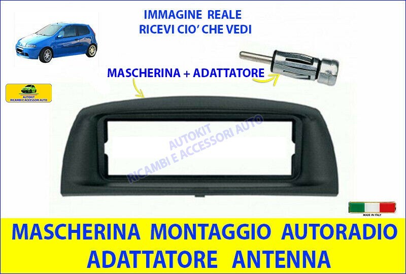 Mascherina Autoradio Cornice Stereo COMPATIBILE con Punto + Adattatore antenna