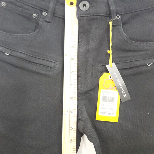 M.Society Men's Size 32X32 Super Stretch Skinny Fit Black Denim Distressed Jeans - Picture 8 of 15