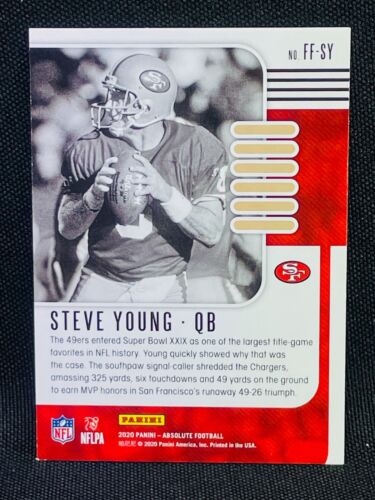 2020 Panini Absolute Football - STEVE YOUNG - FANTASY FLASHBACK Insert - 49ERS - Picture 2 of 2