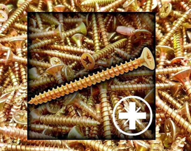 WOOD SCREWS MULTI-PURPOSE POZI COUNTERSUNK CHIPBOARD YELLOW FREE UK P&P WOOD SCREWS MULTI-PURPOSE POZI COUNTERSUNK CHIPBOARD YELLOW FREE UK P&P