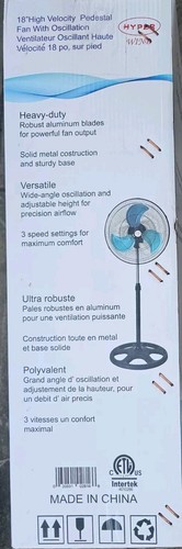 Hyper Tough New 18-inch High Velocity Sealed Motor Is Pedestal Stand New - Bild 16 von 18