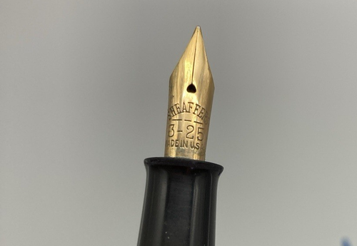 Vintage office Sheaffer fountain pen desk set black onyx gold trim and nib 3-25 - Picture 9 of 10