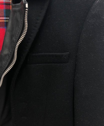 DSQUARED2 Leather switching wool long coat Size: 48 Black Men - Picture 5 of 10
