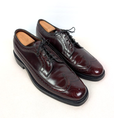 JOHNSTON & MURPHY Vtg Wingtip Sz 10.5 D Burgundy USA Made