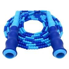 Jump Rope Adjustable with Anti-Slip Grip Soft Plastic Beaded Tangle-Free, Blue