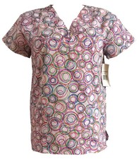 Women's Fashion Medical Nursing Scrub Tops Colorful Loops XS