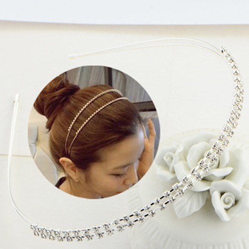 Fascia Per Capelli Larga Con Strisse E Cristalli - Accessorio Donna Matrimonio, Festa, Vintage, Colore Nero