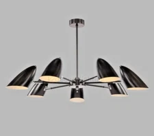 7-Arm Shade Pinwheel Sputnik Light Modern Mid-Century Style Pendant Chandelier