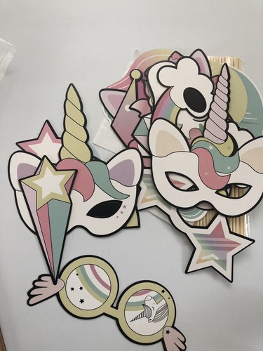 Girl Kids rainbow Unicorn pony Birthday Party Selfie Photo Booth Prop Game Sign - Picture 8 of 12
