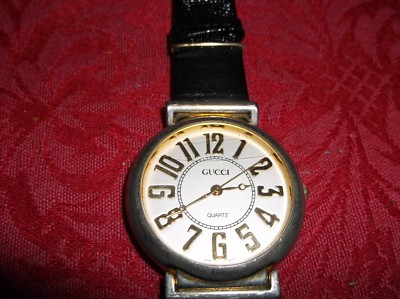 時計 GUCCI WATCH Rare Gucci 1980's Watch with black leather Band | eBay