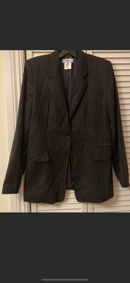 Vertigo Paris женщин шерсти смесь розовый полоски брюки костюм размер Jaket Xl, брюки 38/6 - Изображение 2 из 4