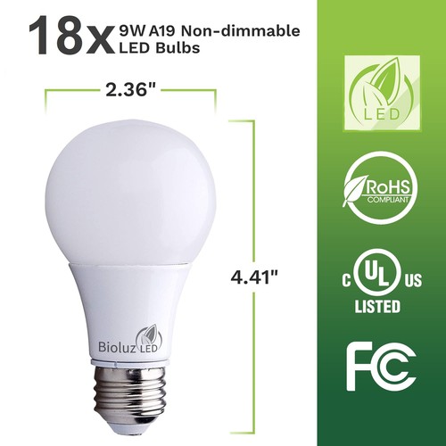 Bioluz LED 60 Watt LED Light Bulbs 2700K Warm White 9 Watts = 60W Light Bulbs... - Picture 5 of 7