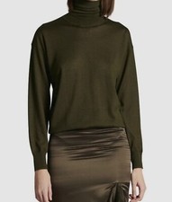  1390 Tom Ford Women Green Cashmere Silk Turtleneck Pullover Top Sweater Size XS