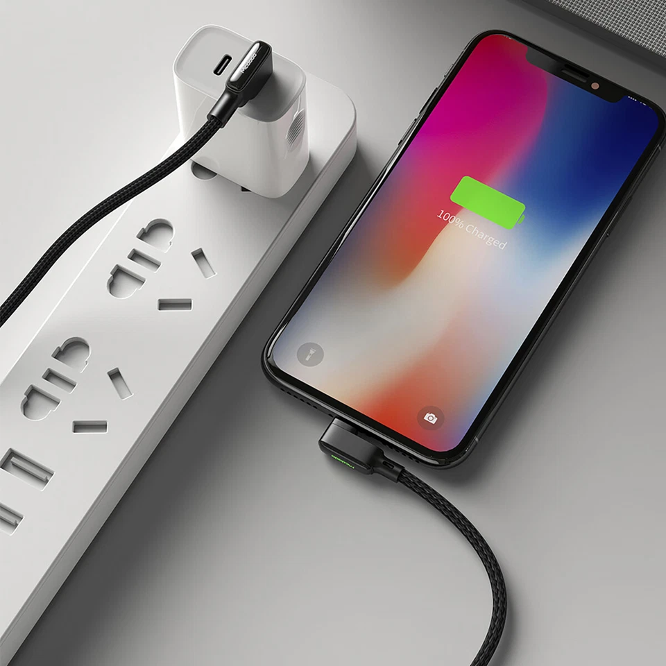 MCDODO 90 grados ángulo recto USB A a iPhone cable de datos de carga para iPhone/iPad Foto 2 de 4