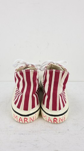 MARNI striped canvas hi top sneakers in red/white size EU41/USW10/USM8 - Picture 12 of 16