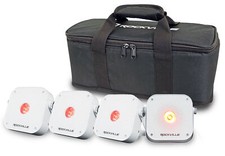 Rockville 4 PACK MINI RF1 V3 White DJ Par Wash Up Lights Bag RF APP Wireless DMX