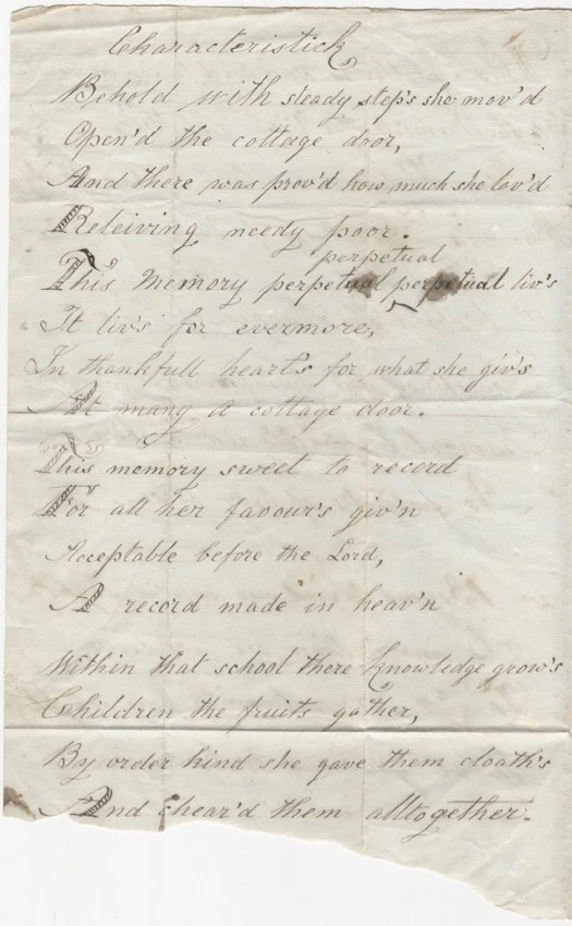 1850 Elegy Woman Teacher Warwickshire England Handwritten Manuscript Memorial - Image 2 of 4