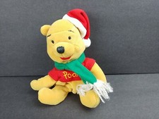 Disney Store Winnie the Pooh 5" Christmas Santa Pooh Bean Bag Plush Animal Toy
