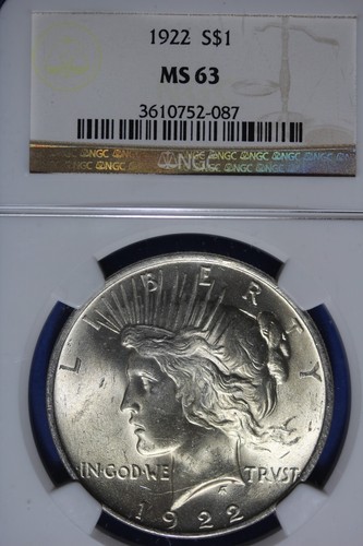 1922 NGC MS63 PEACE SILVER DOLLAR #B49495