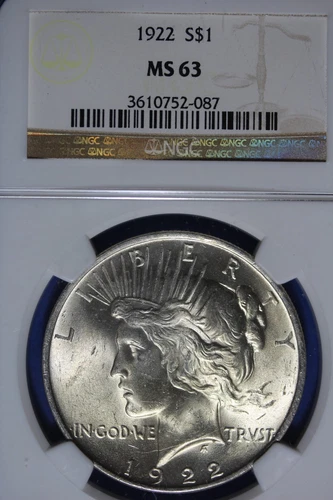1922 NGC MS63 PEACE SILVER DOLLAR #B49495