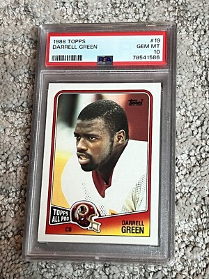 psa 10 graded football cards PSA 10 GEM MINT FOOTBALL CARD 1988 TOPPS HOF DARRELL GREEN WASHINGTON  REDSKINS
