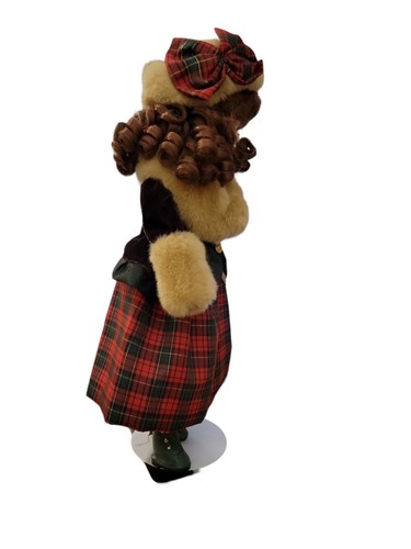 Bambola di porcellana stile vittoriano inverno Natale tartan festa vestito esposizione - Foto 11 di 16