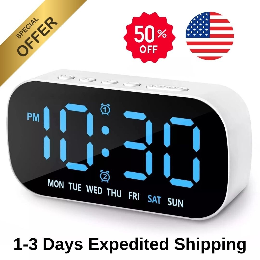 Electric Digital Alarm Clock LED Large Display Battery Backup Snooze