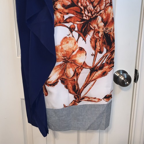 Sachin & Babi Navy Orange Floral Print Ruffled Color Block Shift Dress Size 2 - Picture 4 of 7