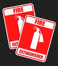 FIRE EXTINGUISHER Sticker Decals Inspection Smoke Alarm Emergency Caution 2pk