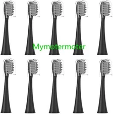 10Pack Toothbrush Heads Compatible with Burst Sonic Toothbrush, BLACK MYS