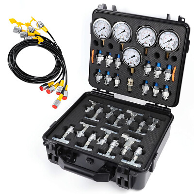 Hydraulic Pressure Test Kit 5 Gauges 13 Test Couplings 14 Connectors 5 Hoses